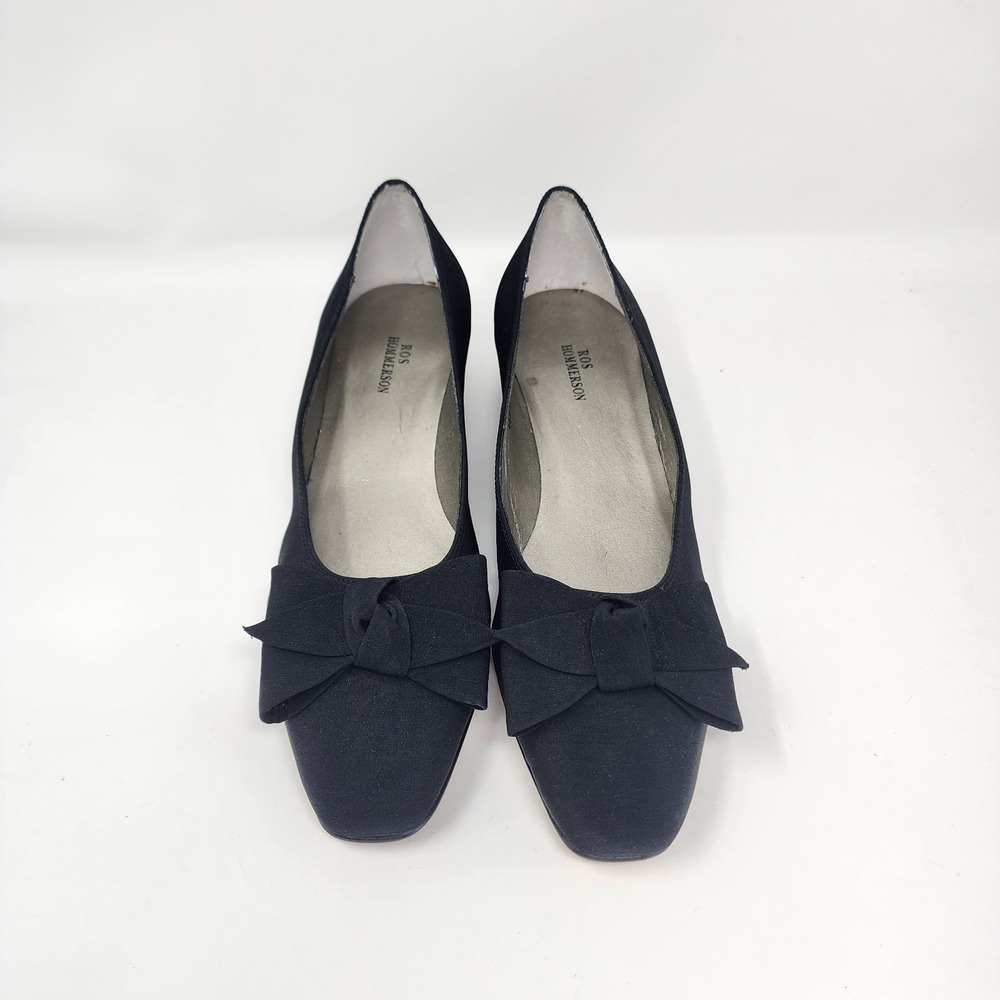 Ros Hommerson  Dante  Dress Pump Women's 9M Black Kitten Heel Knotted Bow - Picture 2 of 9